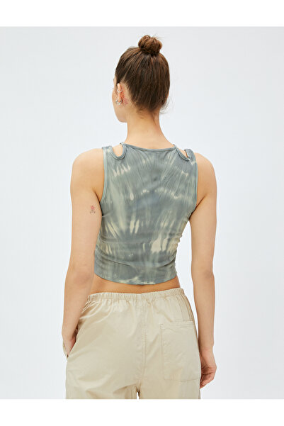 Koton Crop Athlete Corset with Window Detail and Batik Pattern