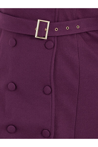 Styli Plus Size Notch Collar Belted Blazer Midi Dress