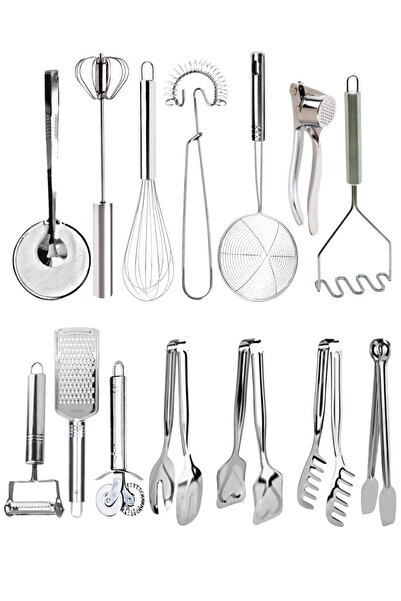 Mirilliahome 13 قطعة من كل شيء للمطبخ، مصفاة، ملقط تقديم، مبشرة، هراسة الثوم،...