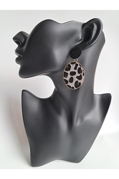 BHR AKSESUAR Leopard Print Round Earrings