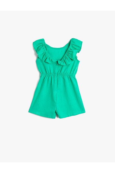 Koton Mini-Overall aus Leinen, ärmellos, Rüschen, Rundhalsausschnitt