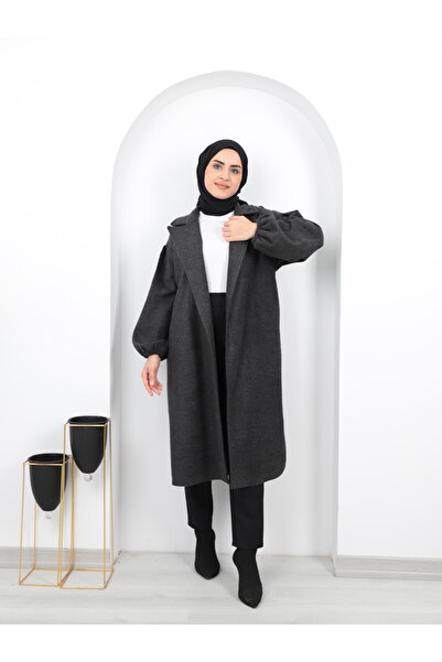 ışık tesettur Balloon Felt Women's Medium Coat