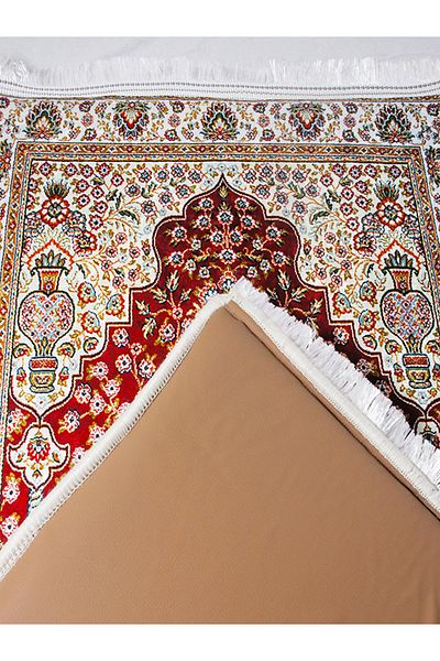 Carpetella Soft Prayer Rug Red Classic Prayer Dowry - with Thick Sponge, Washable (70X120Cm)