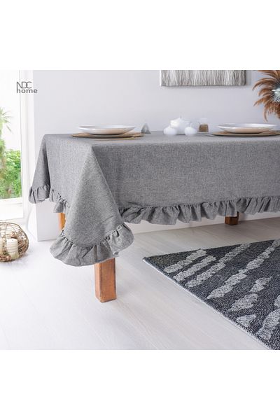 NDC HOME Τραπεζομάντηλο Γκρι Ανθρακί Λινό Ruffle