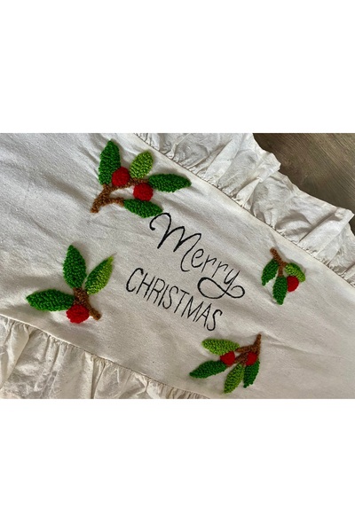 vetchdesign Merry Christmas Yılbaşı-Noel Konseptli Punch Fırfırlı Runner