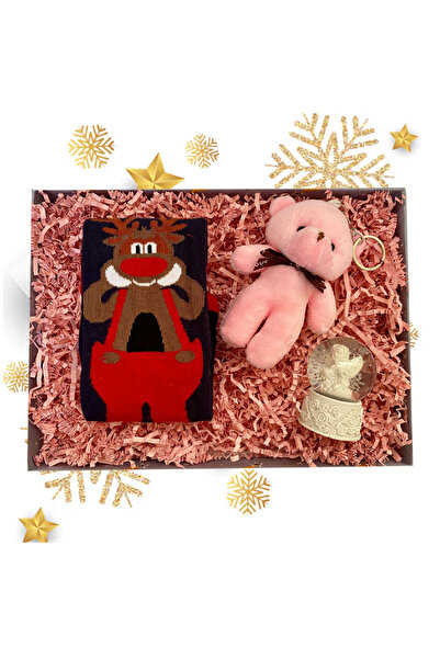 REGALOGİFT Yılbaşı Çorabı Ayıcık Melek Kar Küresi Hediye Seti