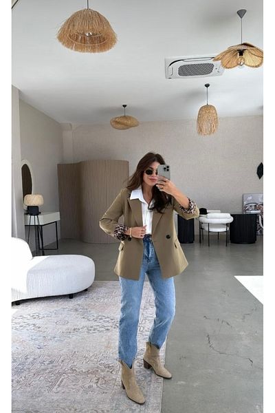 Liya Leopard Lined Khaki Jacket