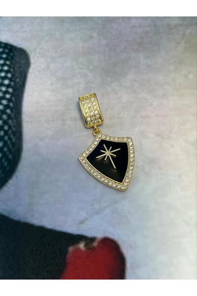 Swen Collection Siyah Mineli Zirkon Kaplama Çelik Kolye Ucu