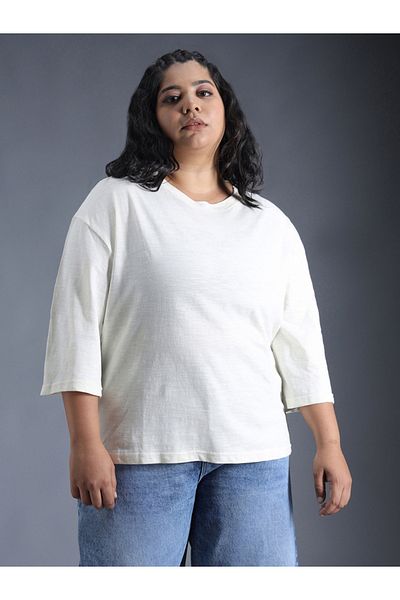 High Star By Styli Plus Size Solid Cotton Boxy Fit T-Shirt