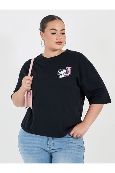 Styli Plus Size Peanuts Cool Blooded Graphic Dropped Shoulder T-Shirt