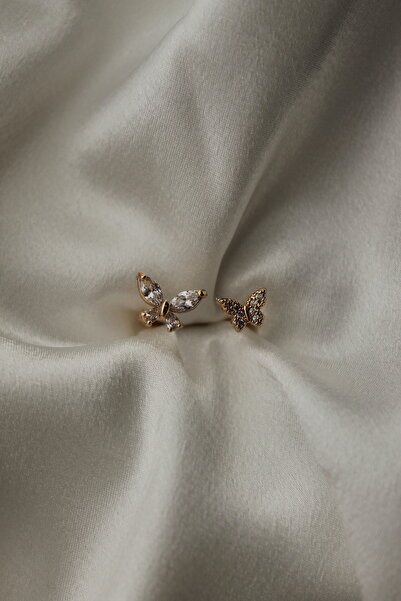 Nenya VIP الصلب الحد الأدنى من حجر الزركون وحجر الرغيف الفرنسي نموذج فراشة مزدوجة حلقة قابلة للتعديل