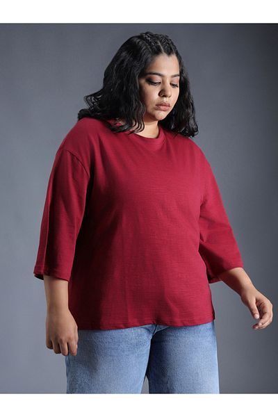 High Star By Styli Plus Size Solid Cotton Boxy Fit T-Shirt