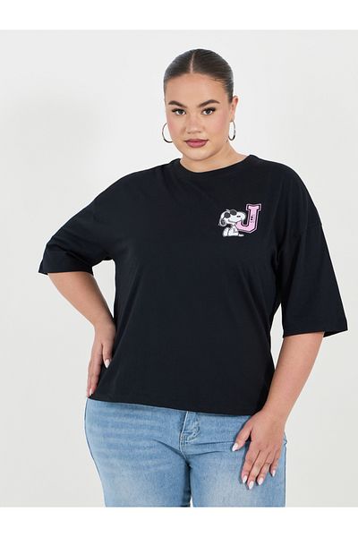 Styli Plus Size Peanuts Cool Blooded Graphic Dropped Shoulder T-Shirt
