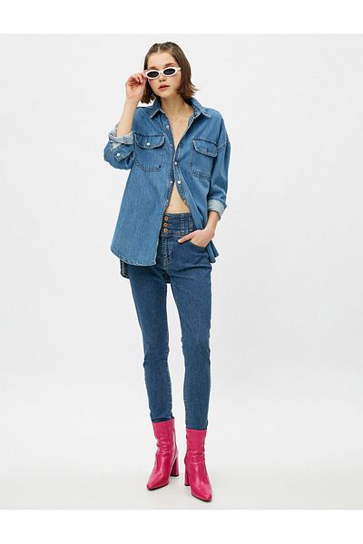 Koton Women's Mid Indigo Jeans 1KAK47249MD