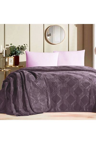Özdilek Özdilek Trendy Art Deco Double Blanket - Ash Purple