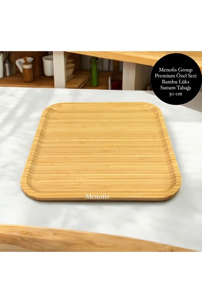 menofis Premium Seri Lüks Kare Bambu Sunum Tabağı , Servis Tabağı