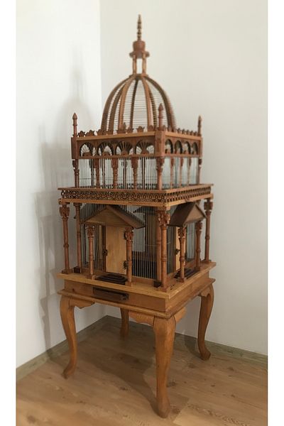 lata ahşap Wooden Decorative Cage and Bird Toy - Made of Pear, Hornbeam and Walnut Sapele Trees