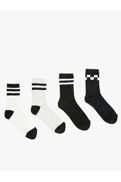 Koton Set de 4 șosete în carouri cu dungi