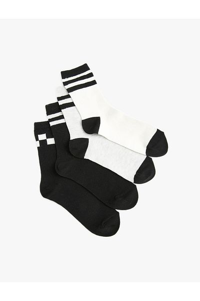 Koton Set de 4 șosete în carouri cu dungi