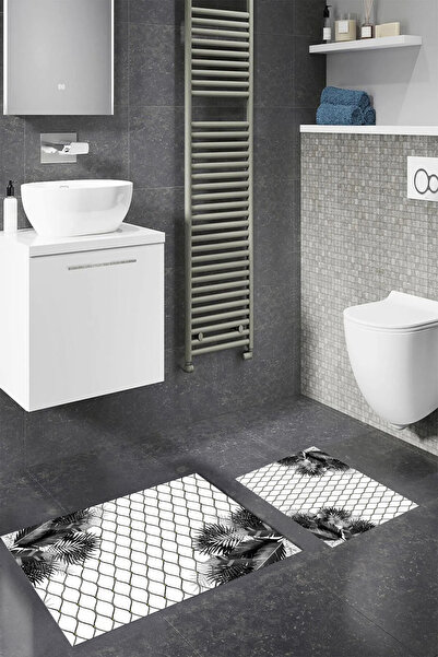 Viyana Home Covoraș de baie digital, anti-alunecare, lavabil, cu model de flo...