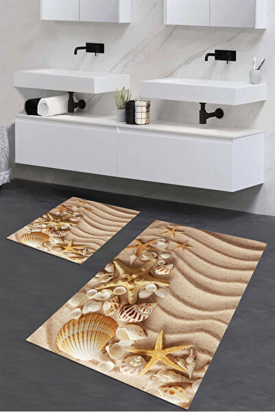 Viyana Home Ψηφιακό τυπωμένο 3D αντιολισθητικό χαλάκι μπάνιου που πλένεται, σετ 2 τεμαχίων για τουαλέτα