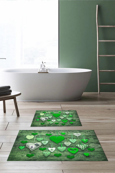 Viyana Home Ψηφιακό τυπωμένο 3D αντιολισθητικό χαλάκι μπάνιου που πλένεται, σετ 2 τεμαχίων για τουαλέτα