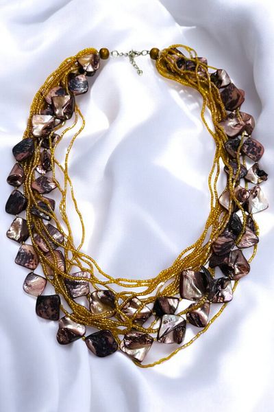 PETEK AKSESUAR Sedef Naturalized Multi Bead Necklace