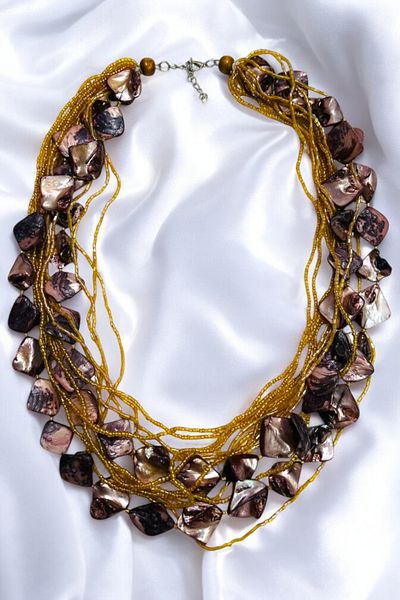 PETEK AKSESUAR Sedef Naturalized Multi Bead Necklace