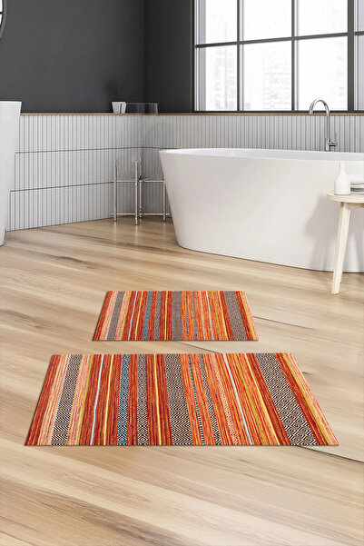 Viyana Home Dijital Baskılı Kaymaz Taban Yıkanabilir Banyo Paspası 2'li Kloze...