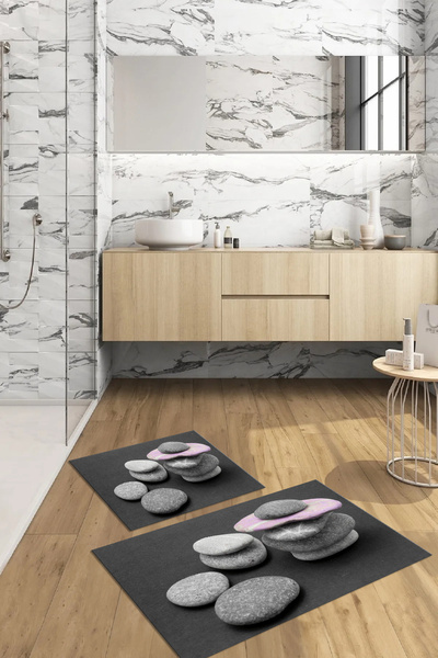 Viyana Home Covoraș de baie lavabil, anti-alunecare, imprimat digital 3D, set...