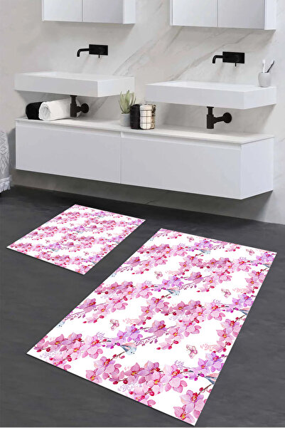 Viyana Home Covoraș de baie imprimat, anti-alunecare, lavabil, cu model de fl...