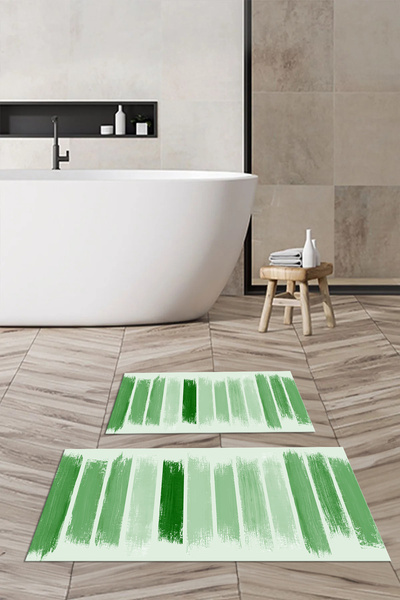 Viyana Home Ψηφιακή εμπριμέ αντιολισθητική βάση που πλένεται, χαλάκι μπάνιου, σετ 2 τεμαχίων για τουαλέτα