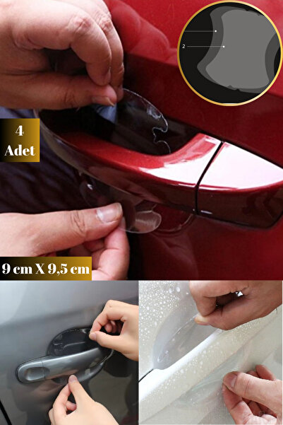 AVEO 4 Pieces of Auto Door Handle Protective Transparent Film |   Car Door Ha...