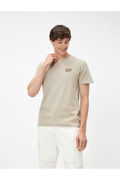 Koton Camisole T-Shirt Embroidered Short Sleeve Crew Neck