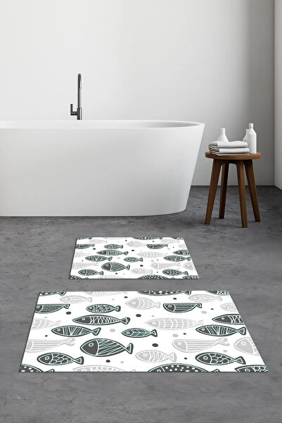 Viyana Home Covoraș de baie imprimat, anti-alunecare, lavabil, cu model de pe...