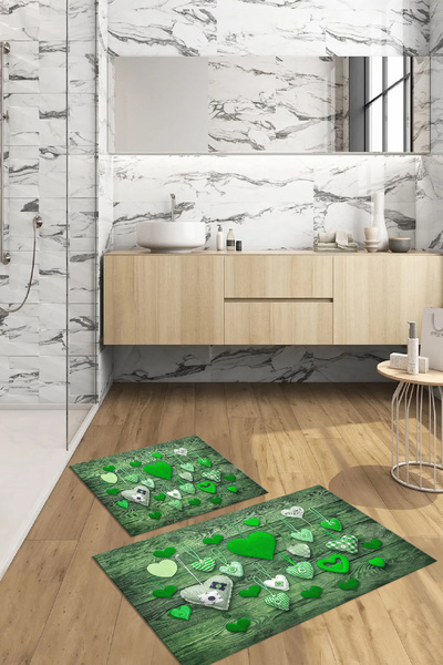 Viyana Home Ψηφιακό τυπωμένο 3D αντιολισθητικό χαλάκι μπάνιου που πλένεται, σετ 2 τεμαχίων για τουαλέτα