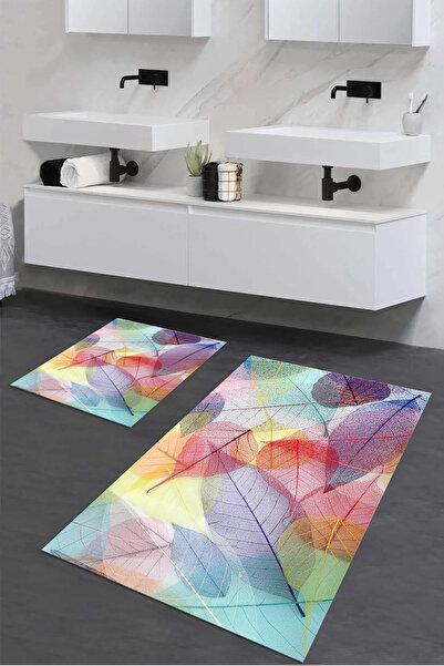 Viyana Home Covoraș de baie imprimat, anti-alunecare, lavabil, cu model de fl...