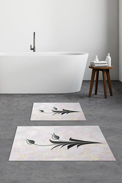 Viyana Home Covoraș de baie imprimat, anti-alunecare, lavabil, cu model de fl...