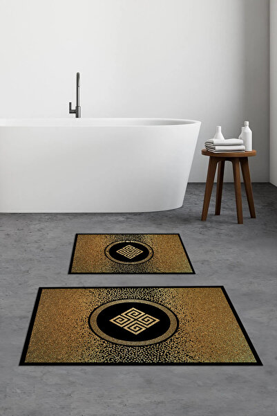 Viyana Home Digital Printed Non-Slip Base Washable Bath Mat 2-Piece Toilet Set Carpet