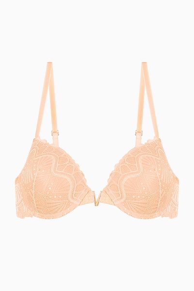 Wonna Sutien din dantelă cu detalii Anna Gold - Push Up - 2568 - Melon