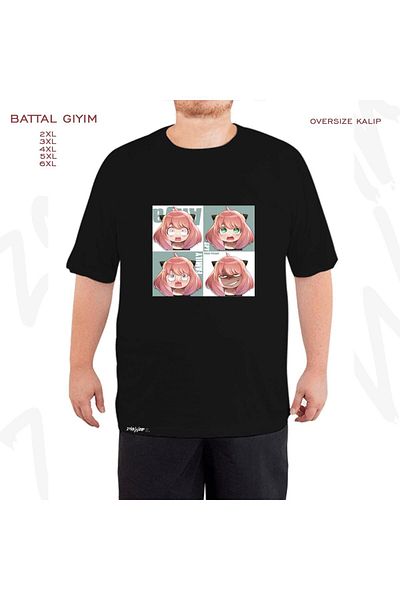 ZOKAWEAR Spy x Family Anya Forger Printed - Μαύρο T-Shirt Battal Fit