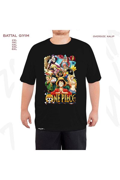 ZOKAWEAR Голяма черна тениска с принт на пирати с щампа на One Piece (baggy)