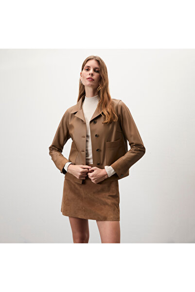Desa Ciona Açık Kahve Kadın Deri Ceket