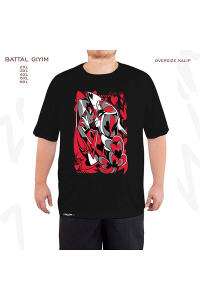 ZOKAWEAR Hazbin Hotel Charlie and Vaggie v2 Printed - Μαύρο T-Shirt με μεγάλη εφαρμογή
