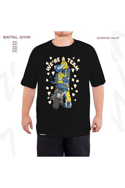 ZOKAWEAR Μαύρο μπλουζάκι Oversize Motor Biker Love Printed Battal (Bol) Mold