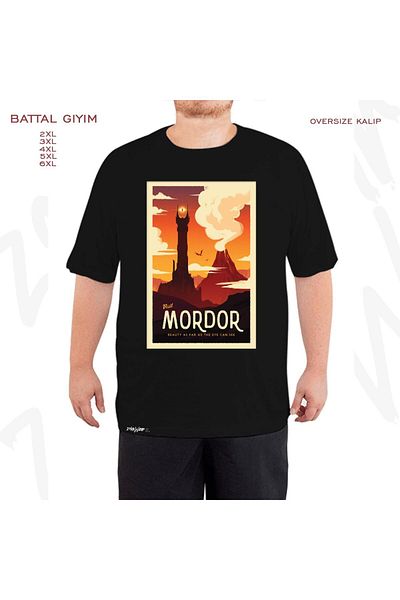 ZOKAWEAR Oversize Visit Mordor Printed Oversize (Bol) Μαύρο T-Shirt