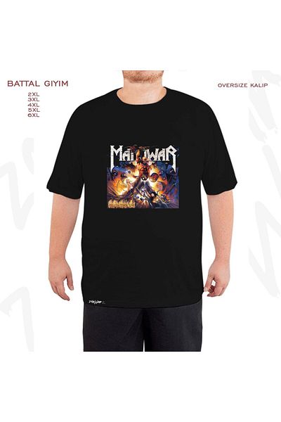 ZOKAWEAR Μαύρο μπλουζάκι Oversize Manowar Rock Metal Printed Battal (Bol) Mold