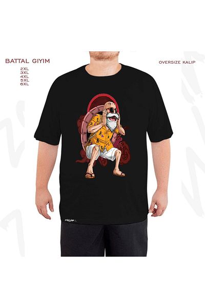 ZOKAWEAR Μαύρο μπλουζάκι Oversize Master Roshi Dragon Ball με στάμπα μεγάλου μεγέθους (Bol)