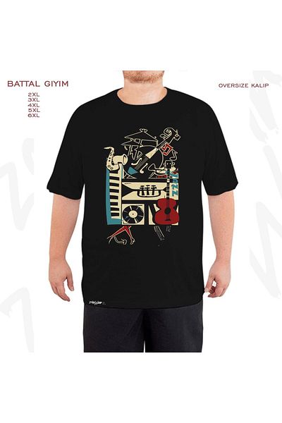 ZOKAWEAR Μπλουζάκι Jazz Rythm Printed Μαύρο Oversize - King Fit