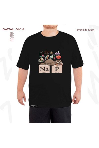 ZOKAWEAR Υπερμεγέθη Funny Chemistry Sloth Art Printed Outsize (Bol) Mold Μαύρο T-Shirt